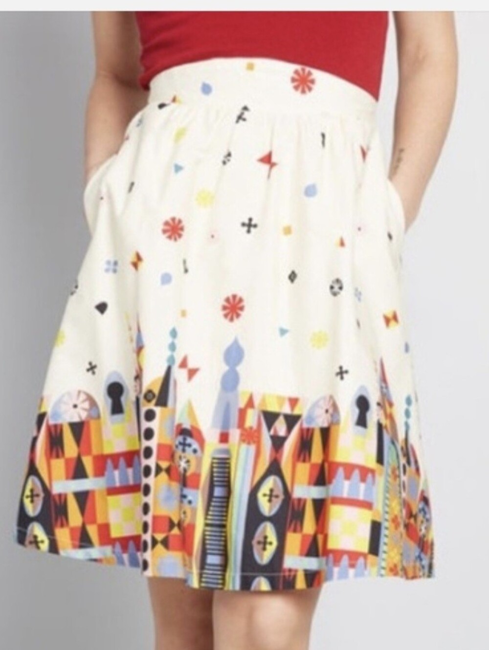Modcloth It's a Small World Mary Blair Circle Skirt Sz L